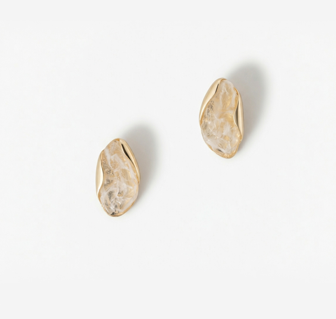 Серьги Мармалато, цвет молочный-золото #4