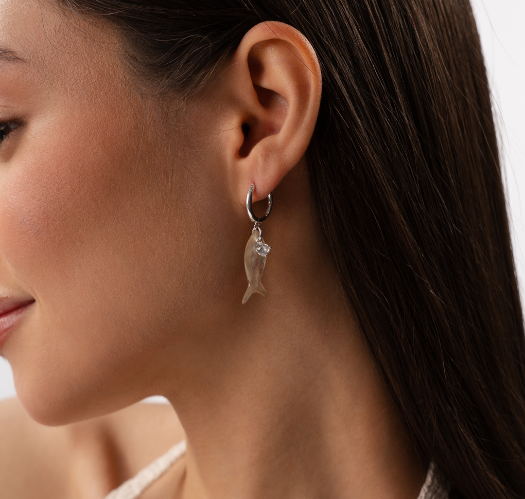 Серьги Мармалато, цвет зеленый-белое серебро-прозрачный #1