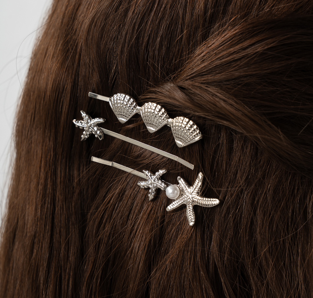 Набор невидимок (3 шт) Мармалато, цвет серебро-белый жемчуг #2