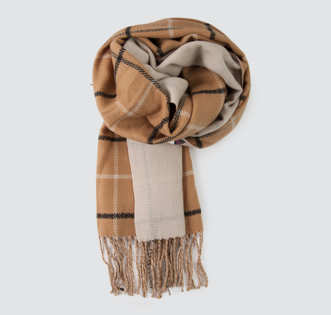 Женский зимний палантин Мармалато, цвет бежевый-белый-черный #1