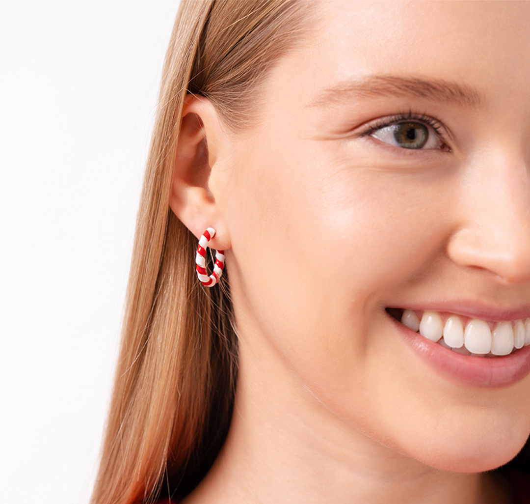 Серьги Мармалато, цвет красный-белый-белое серебро #4