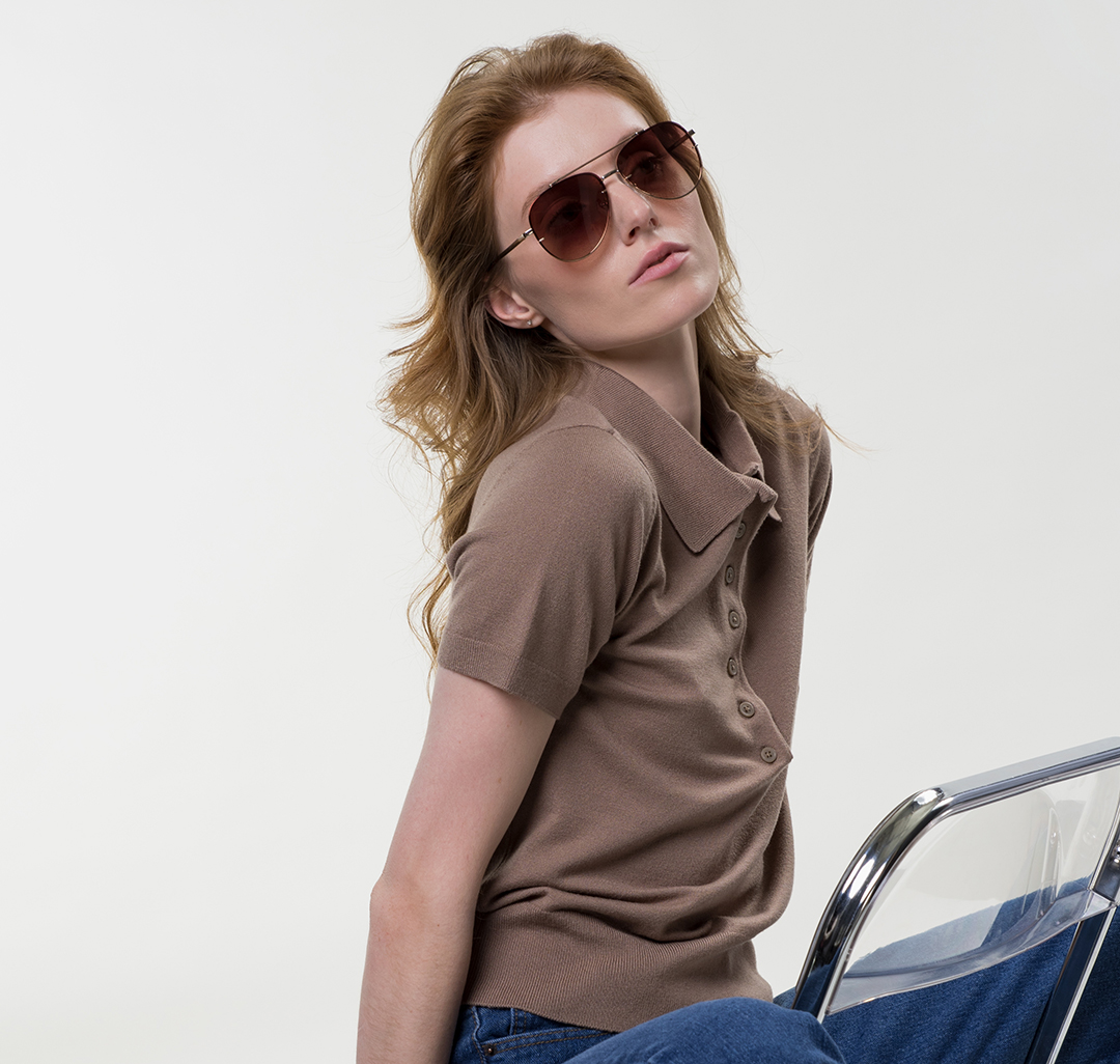 Очки солнцезащитные с поляризацией коричневые Мармалато, цвет коричневый-золото #3