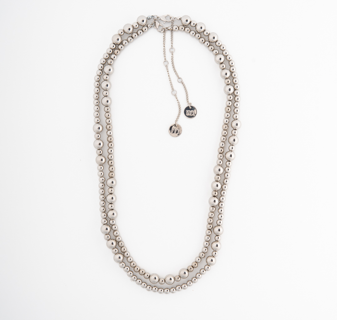 Набор колье (2 шт) Мармалато, цвет серебро #3