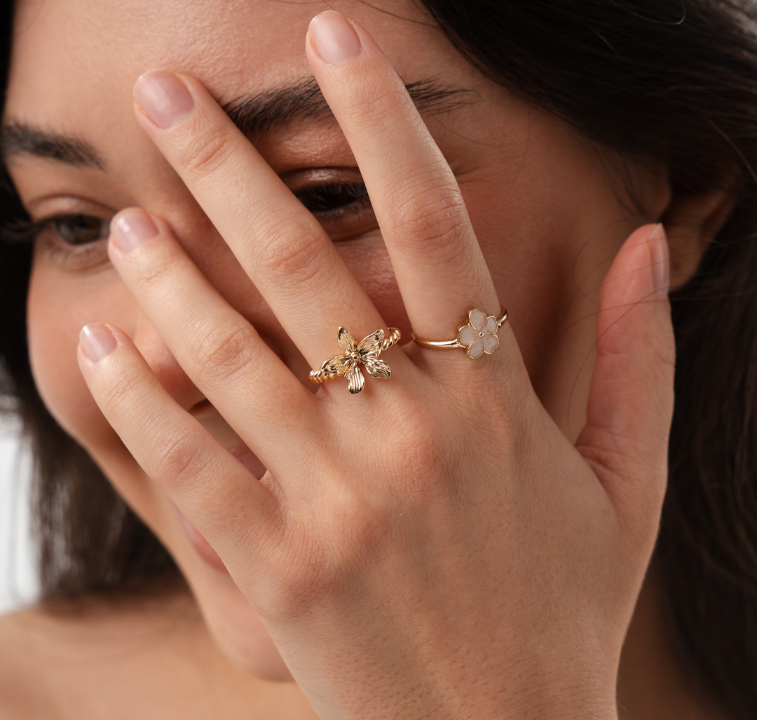 Набор колец (3 шт) Мармалато, цвет золото-бежевый-прозрачный #2