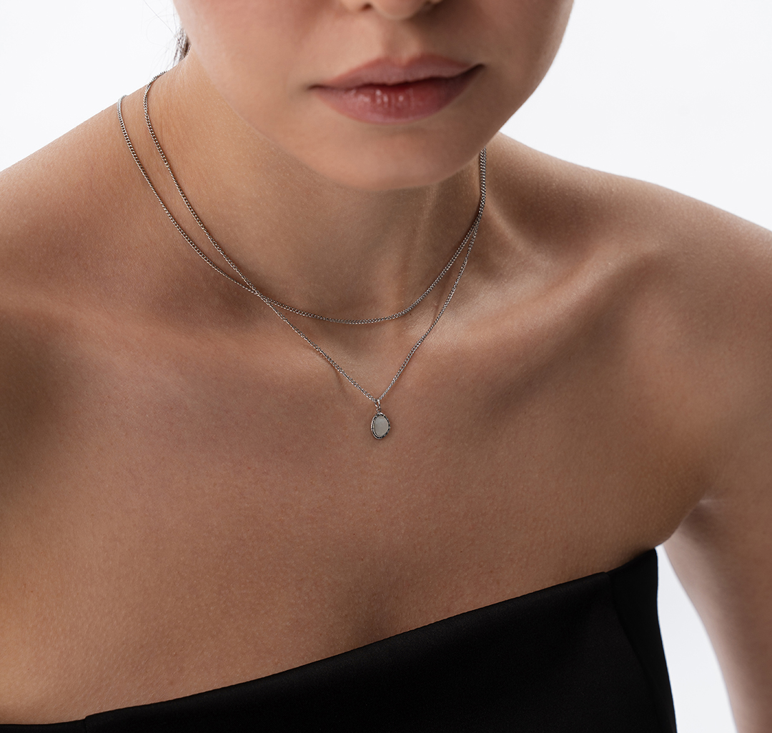 Колье Мармалато, цвет серебро-молочный #5