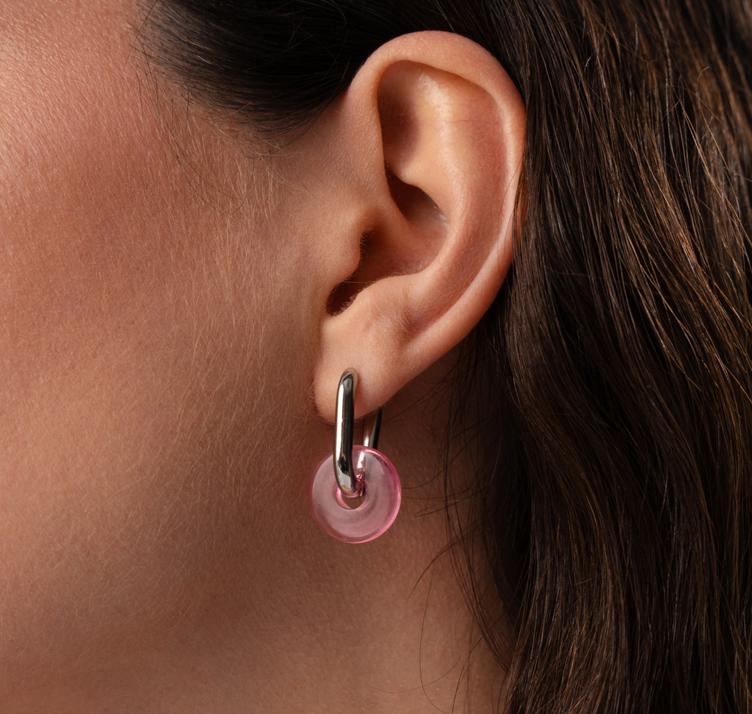 Серьги Мармалато, цвет розовый-белое серебро #2