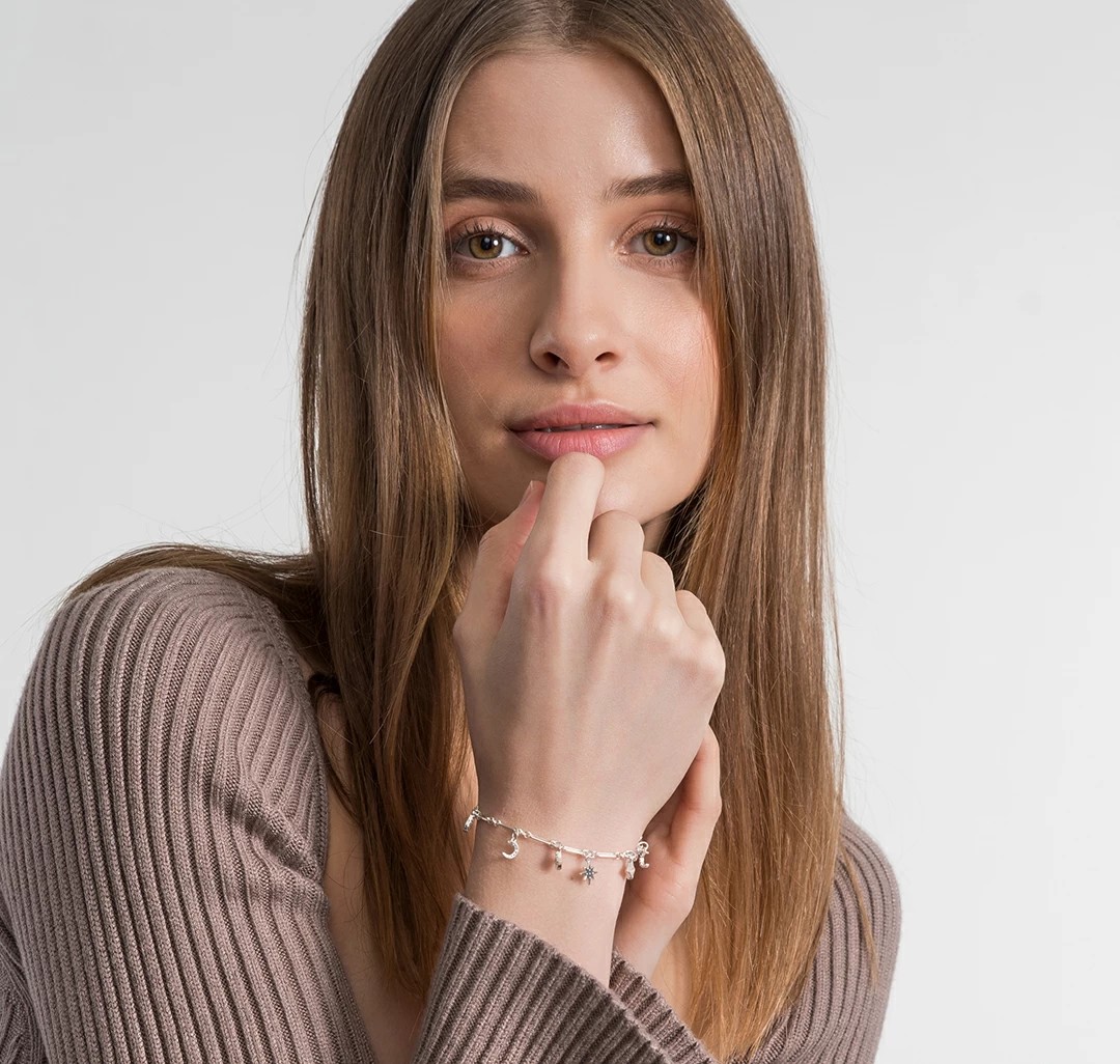 Браслет Мармалато, цвет белое серебро-прозрачный #2