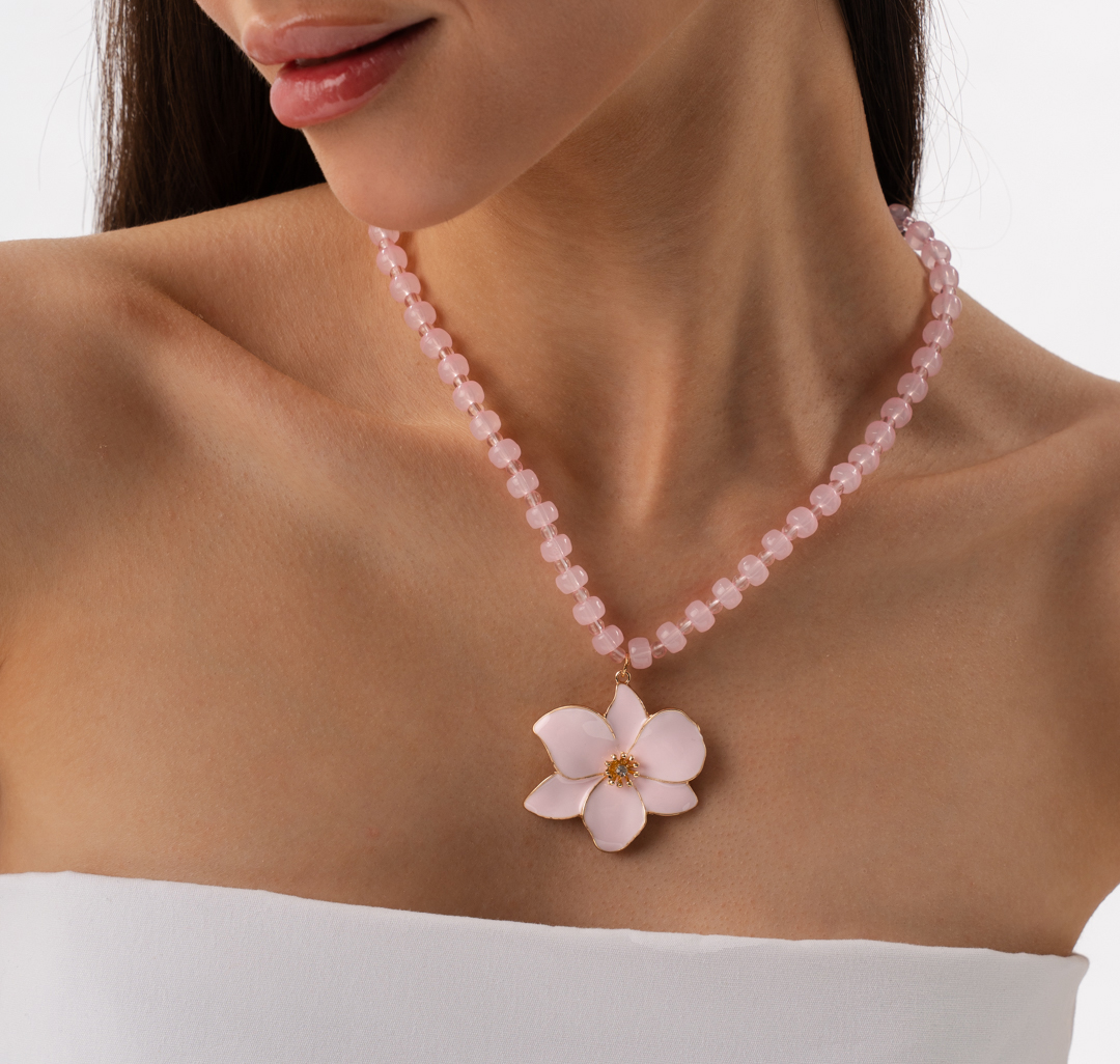 Колье Мармалато, цвет розовый-золото-прозрачный #1