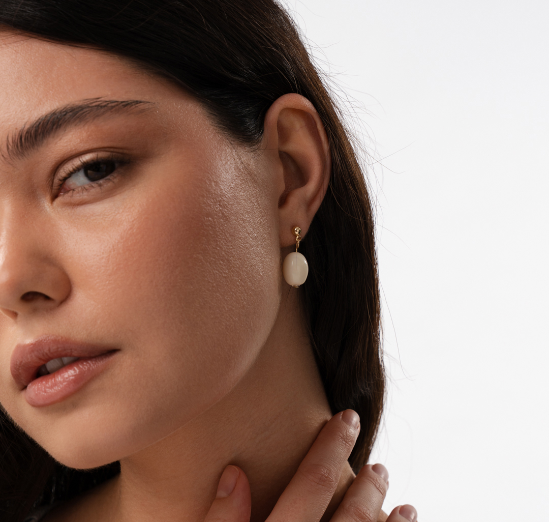 Серьги Мармалато, цвет молочный-золото #1