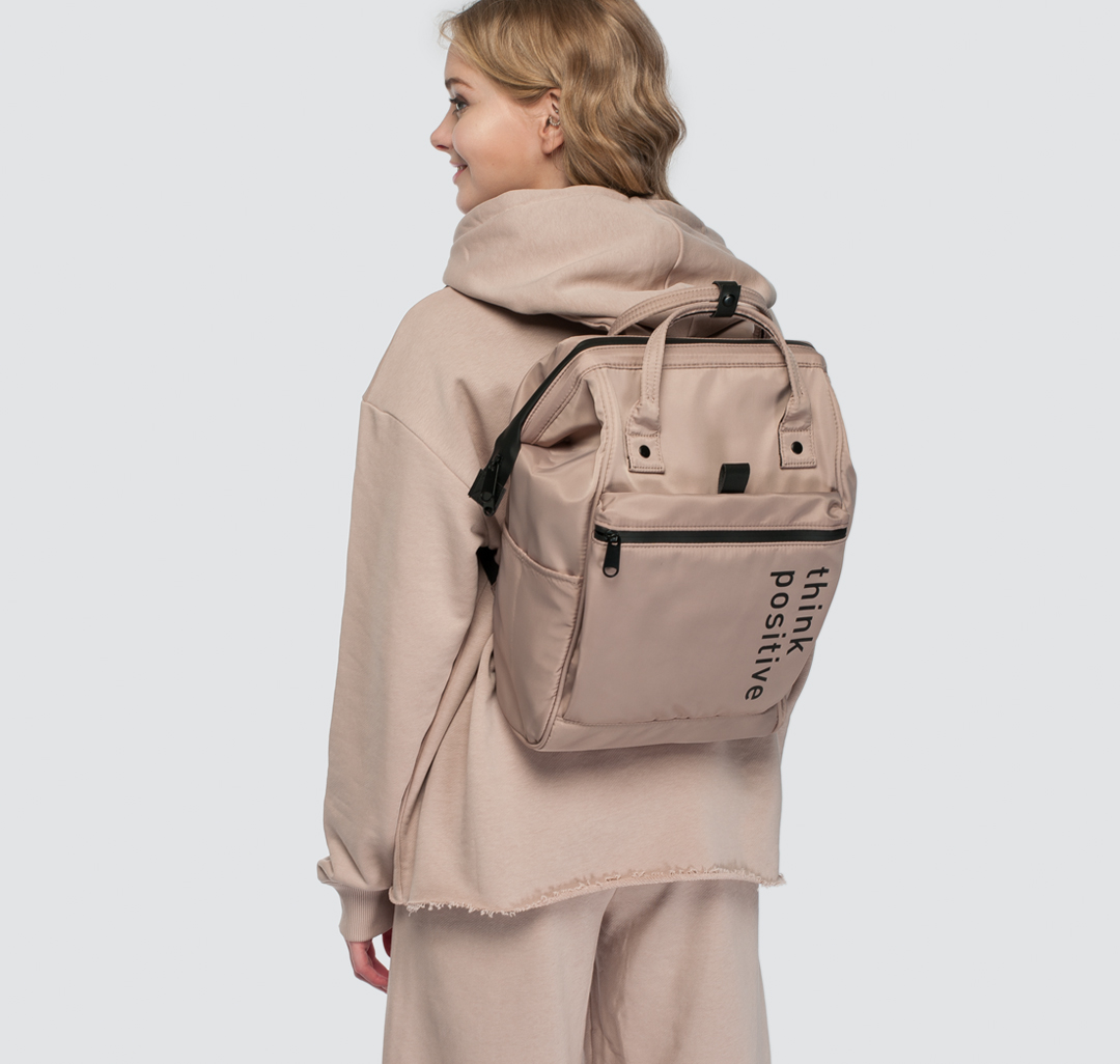 Рюкзак женский текстильный для девочки Мармалато, цвет Серо-бежевый-черный #2