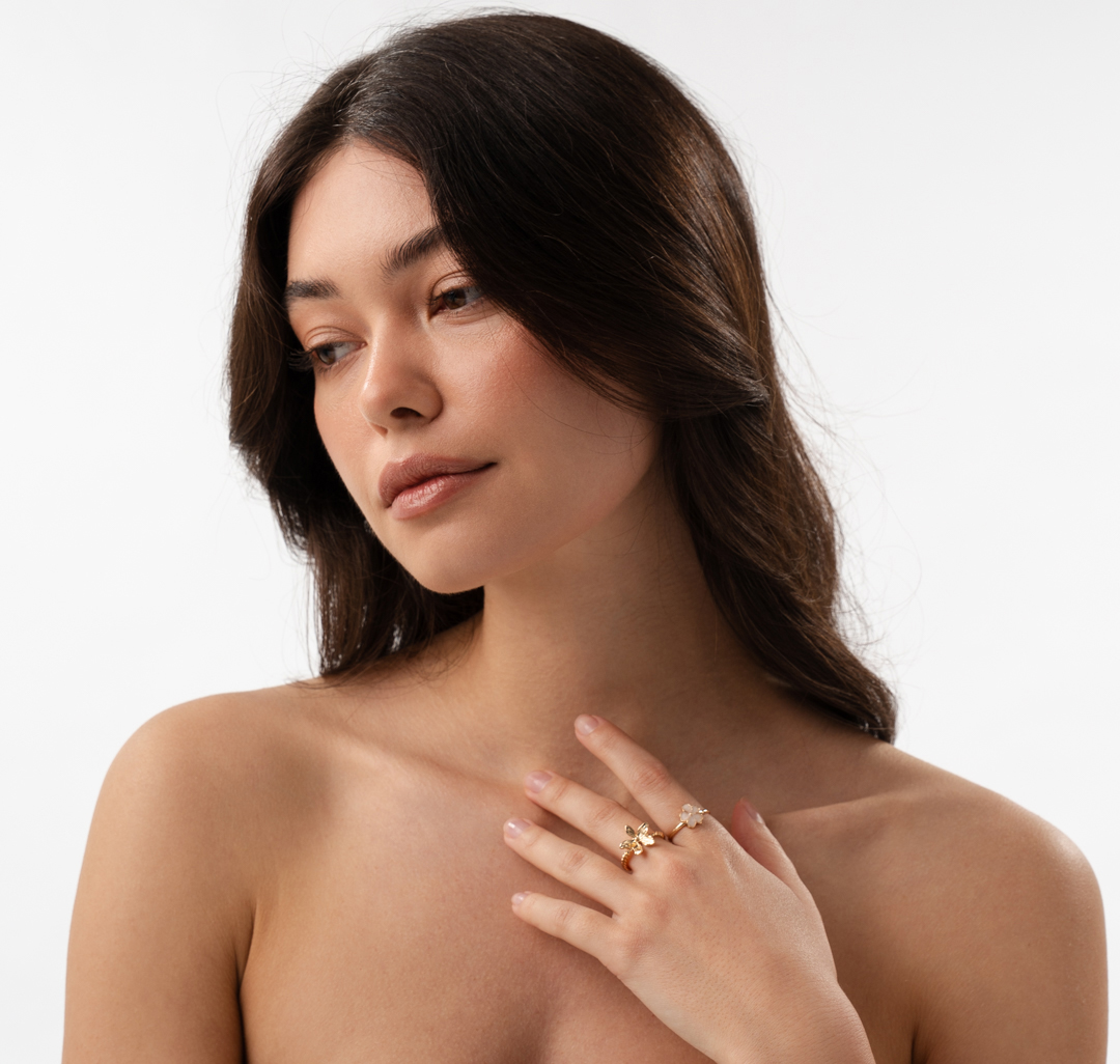 Набор колец (3 шт) Мармалато, цвет золото-бежевый-прозрачный #3