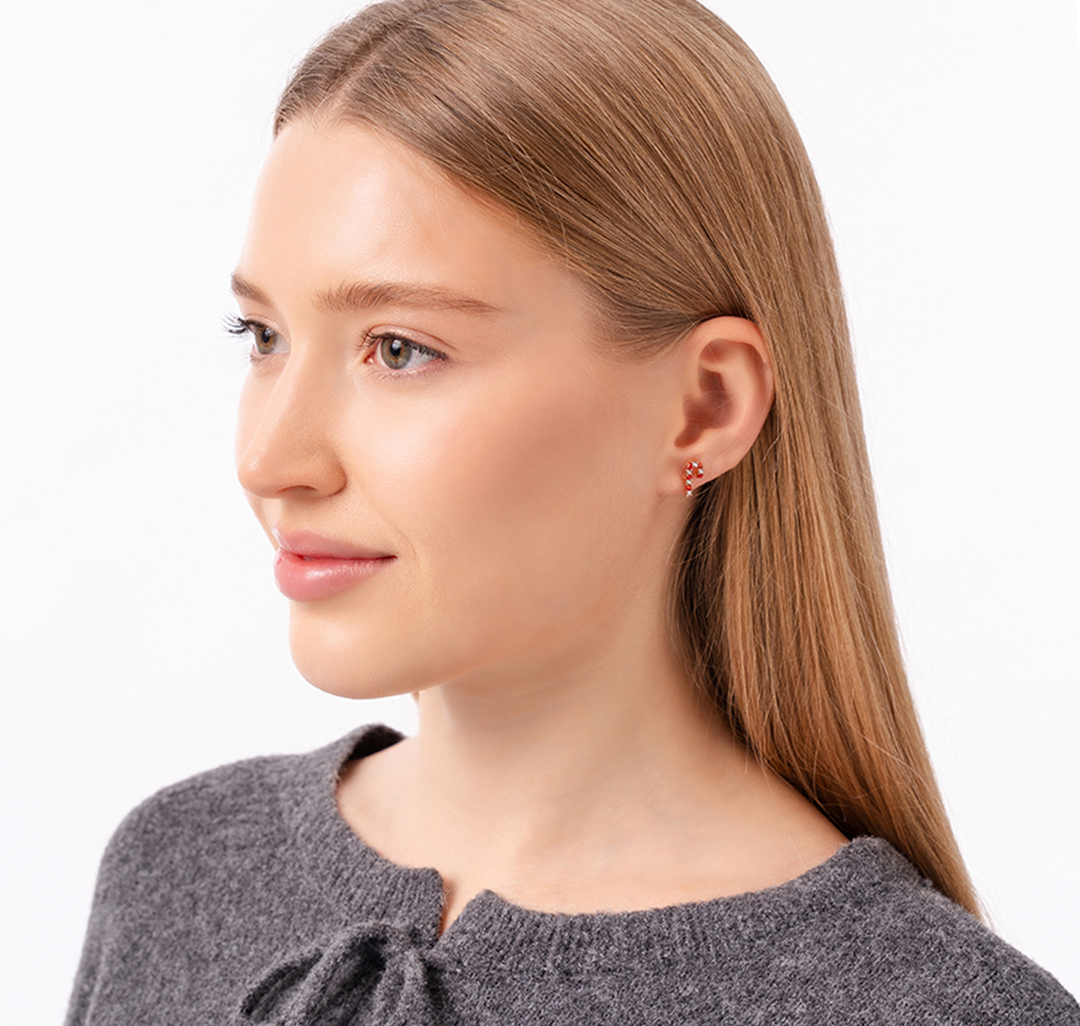 Набор серег (2 пары) Мармалато, цвет Зеленый-красный-золото #3