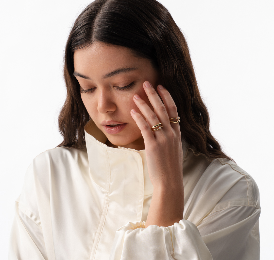 Набор колец (2 шт) Мармалато, цвет золото-прозрачный #3