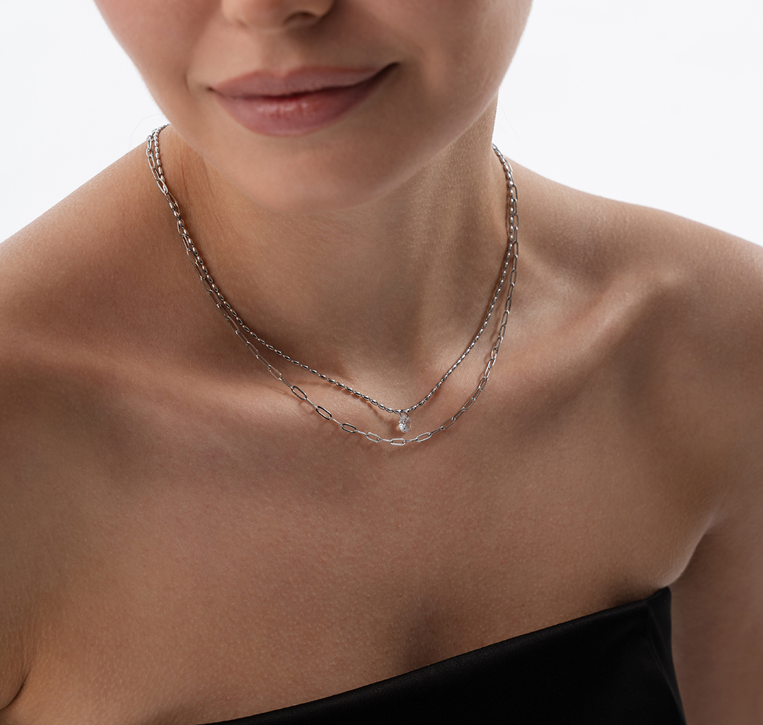 Колье Мармалато, цвет серебро-прозрачный #6