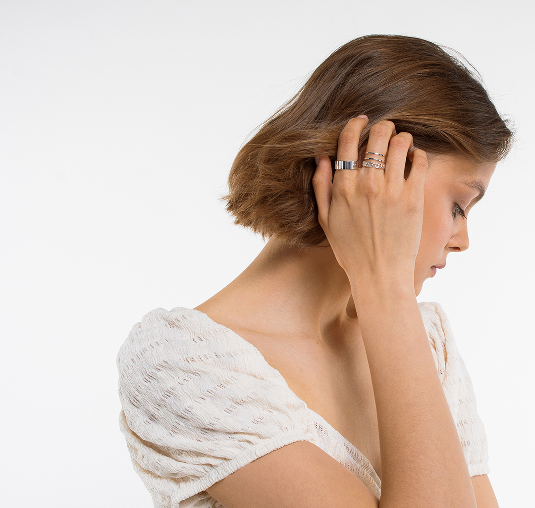 Набор колец (3 шт) Мармалато, цвет белое серебро #2