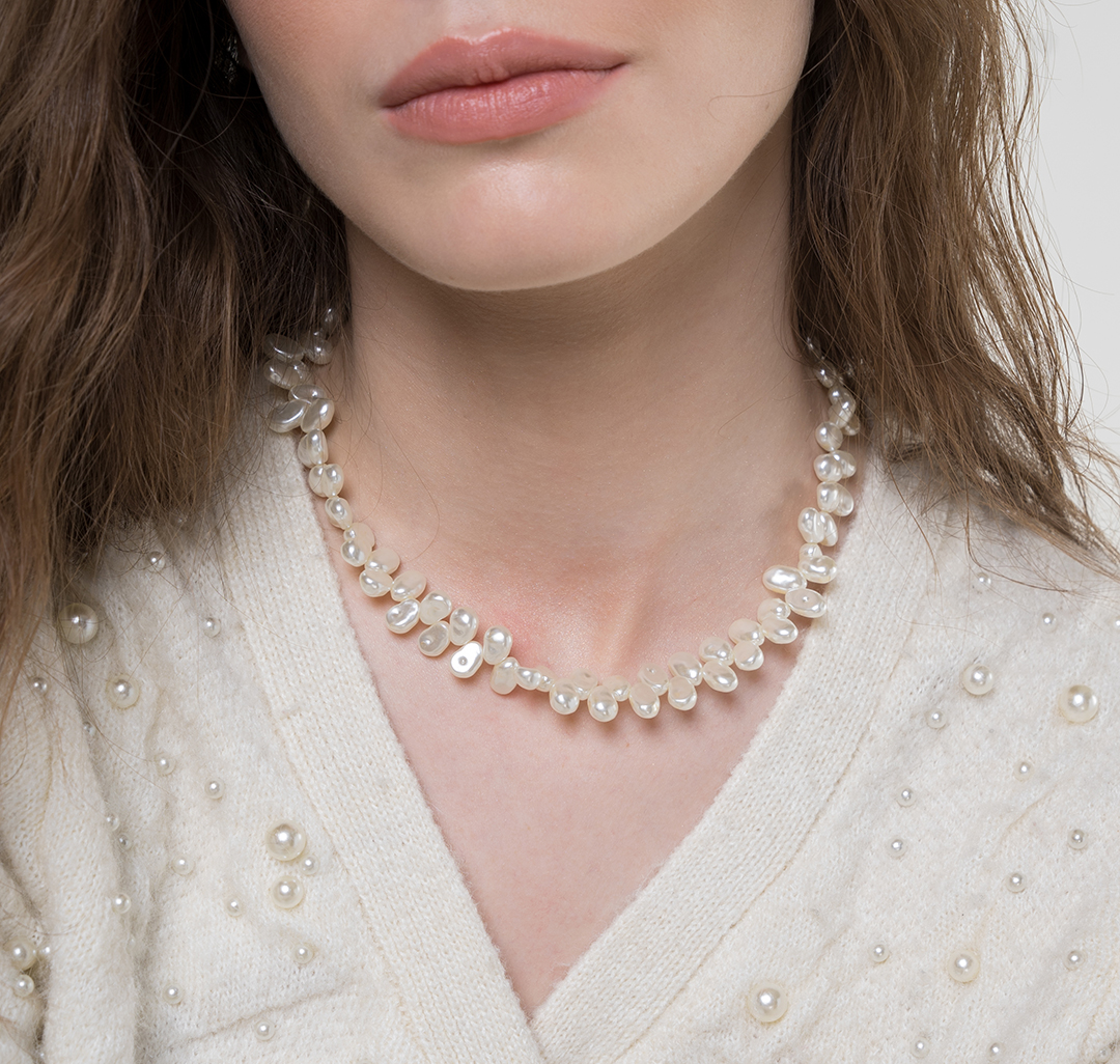 Колье Мармалато, цвет жемчуг-золото #5