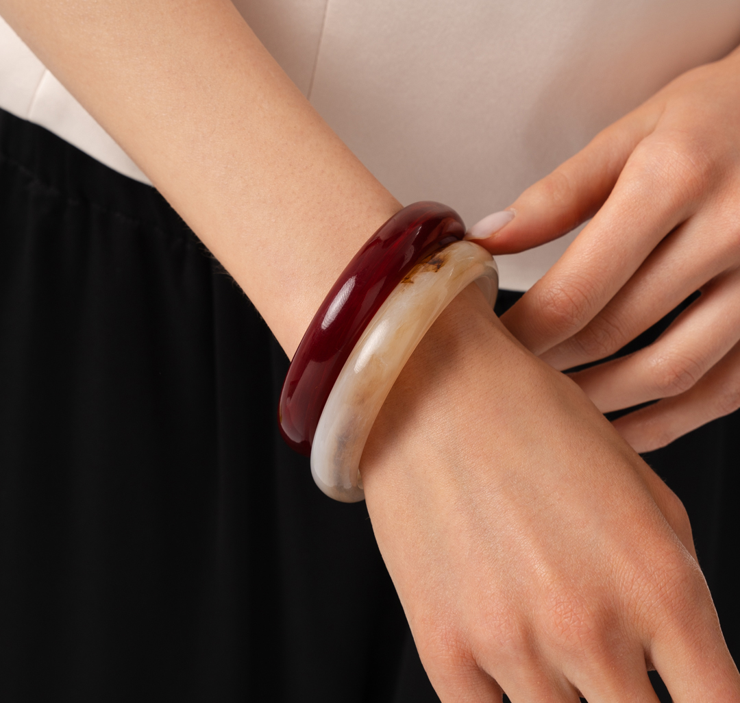 Набор браслетов (2 шт) Мармалато, цвет Винный-бежевый #3