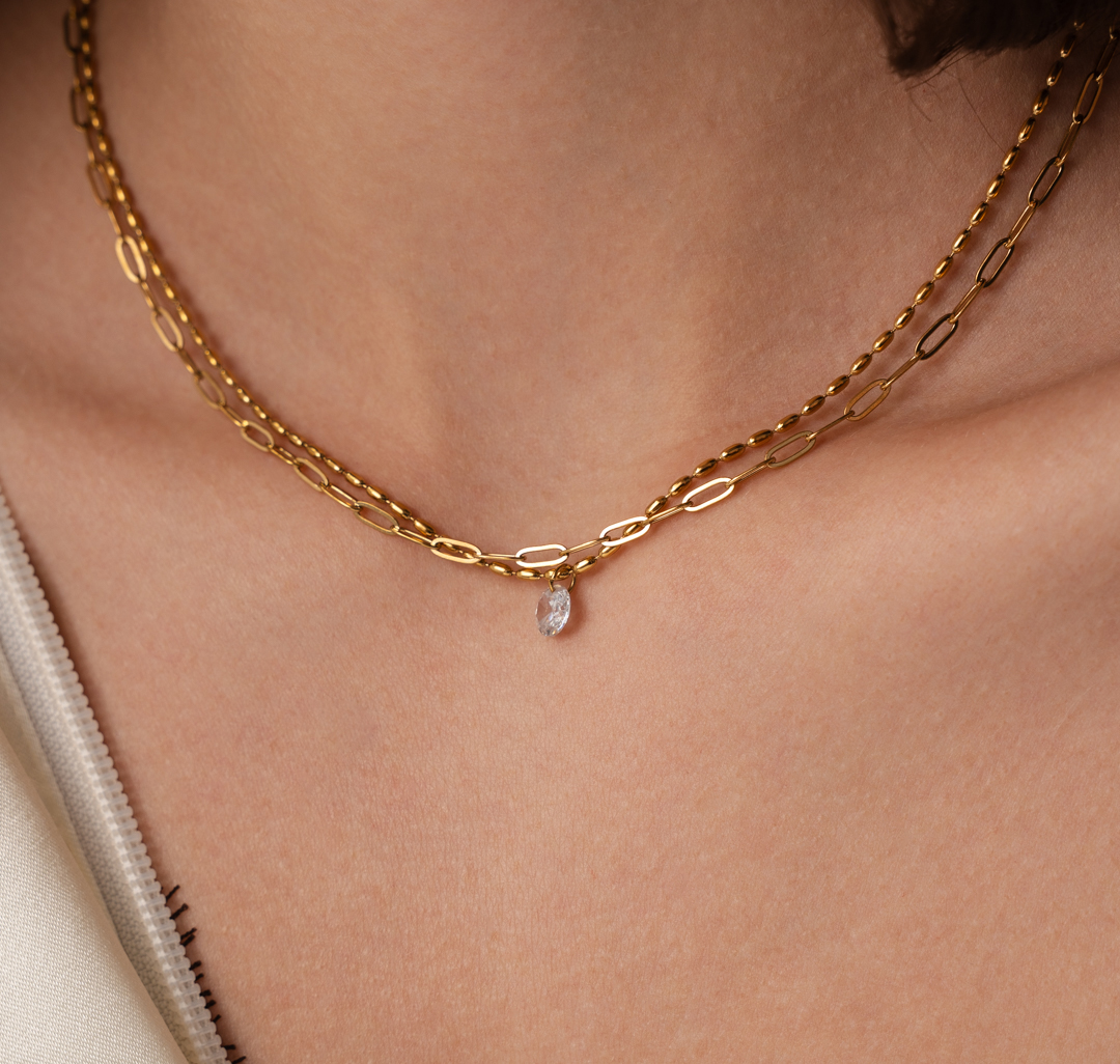 Колье Мармалато, цвет золото-прозрачный #2