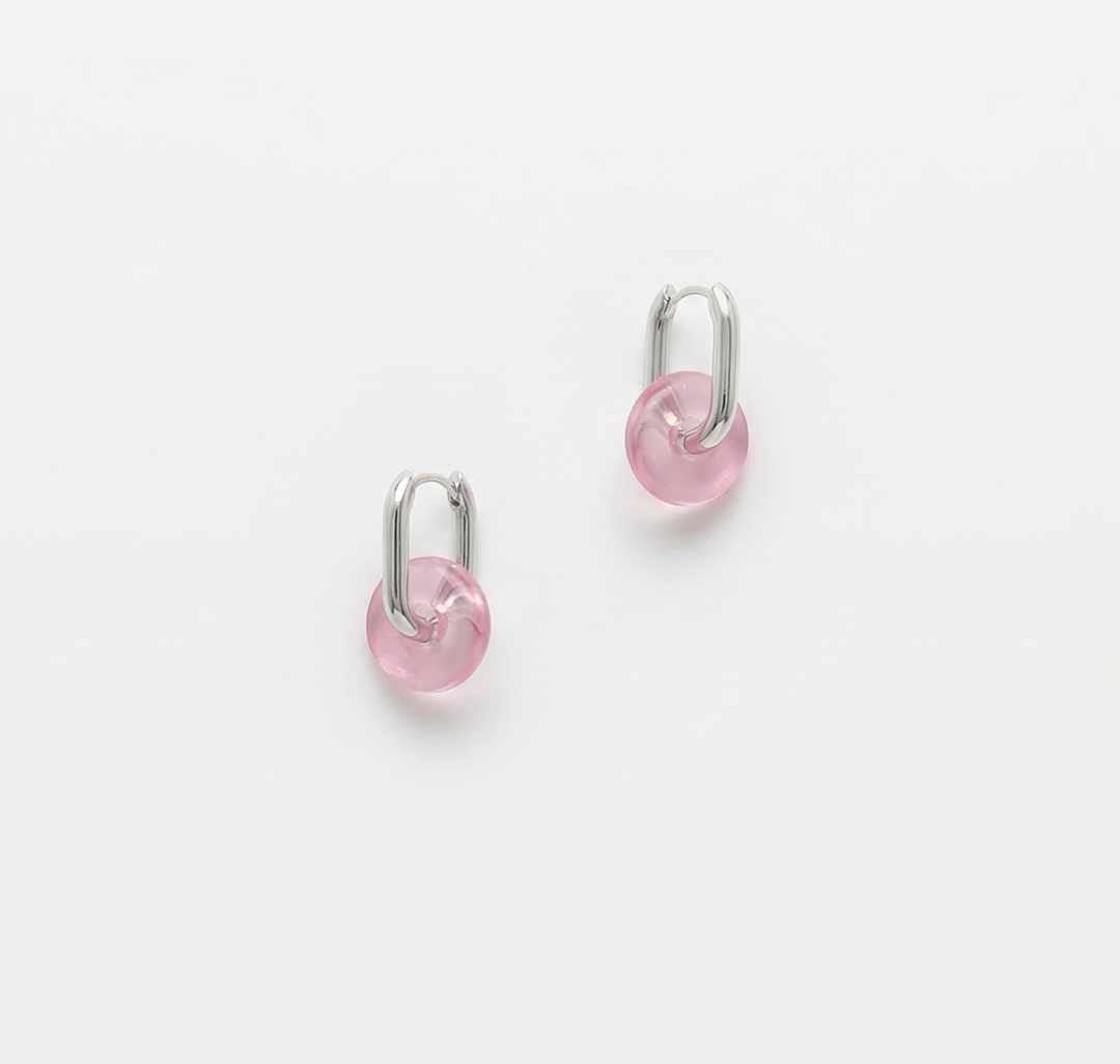 Серьги Мармалато, цвет розовый-белое серебро #4