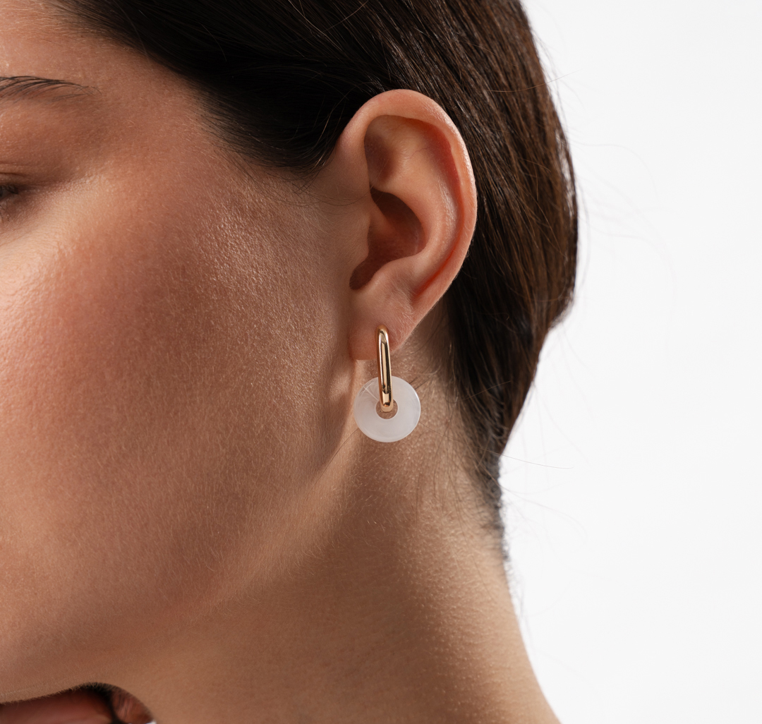 Серьги Мармалато, цвет молочный-золото #2