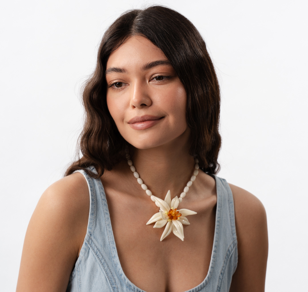 Колье Мармалато, цвет молочный-коричневый-прозрачный #2