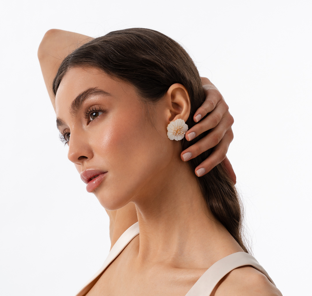 Серьги Мармалато, цвет Молочный-прозрачный-золото #4