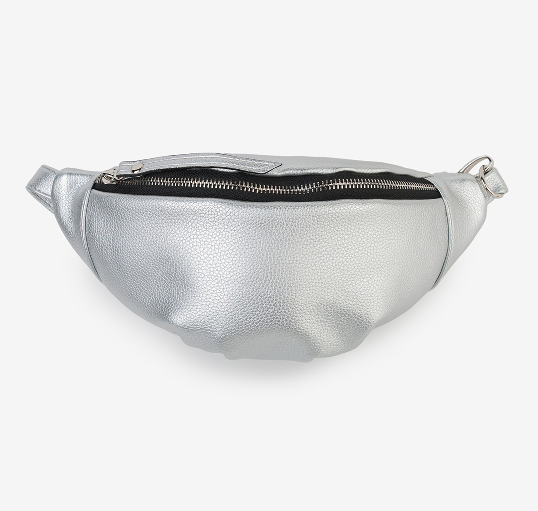 Женская кожаная поясная сумка Мармалато, цвет Серебро #1