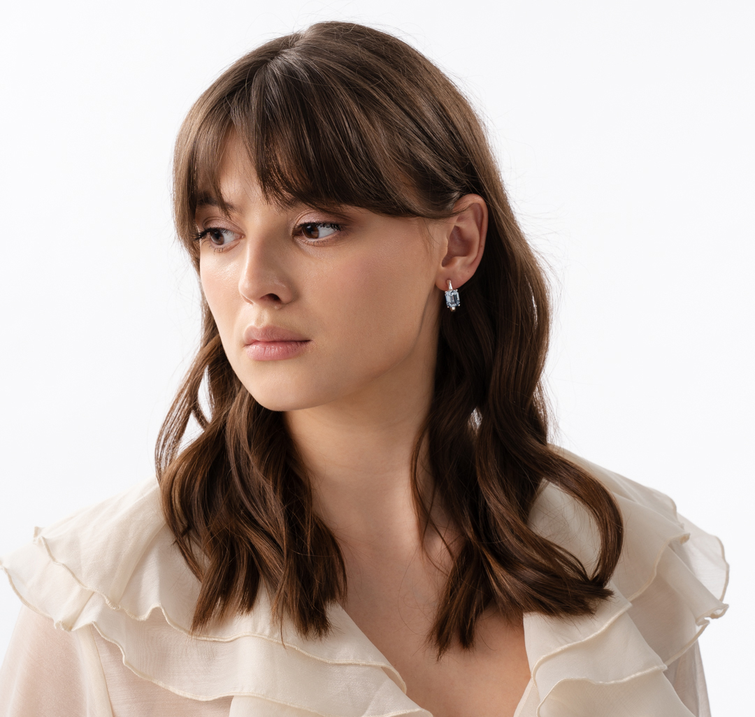 Серьги Мармалато, цвет Белое серебро-голубой #3