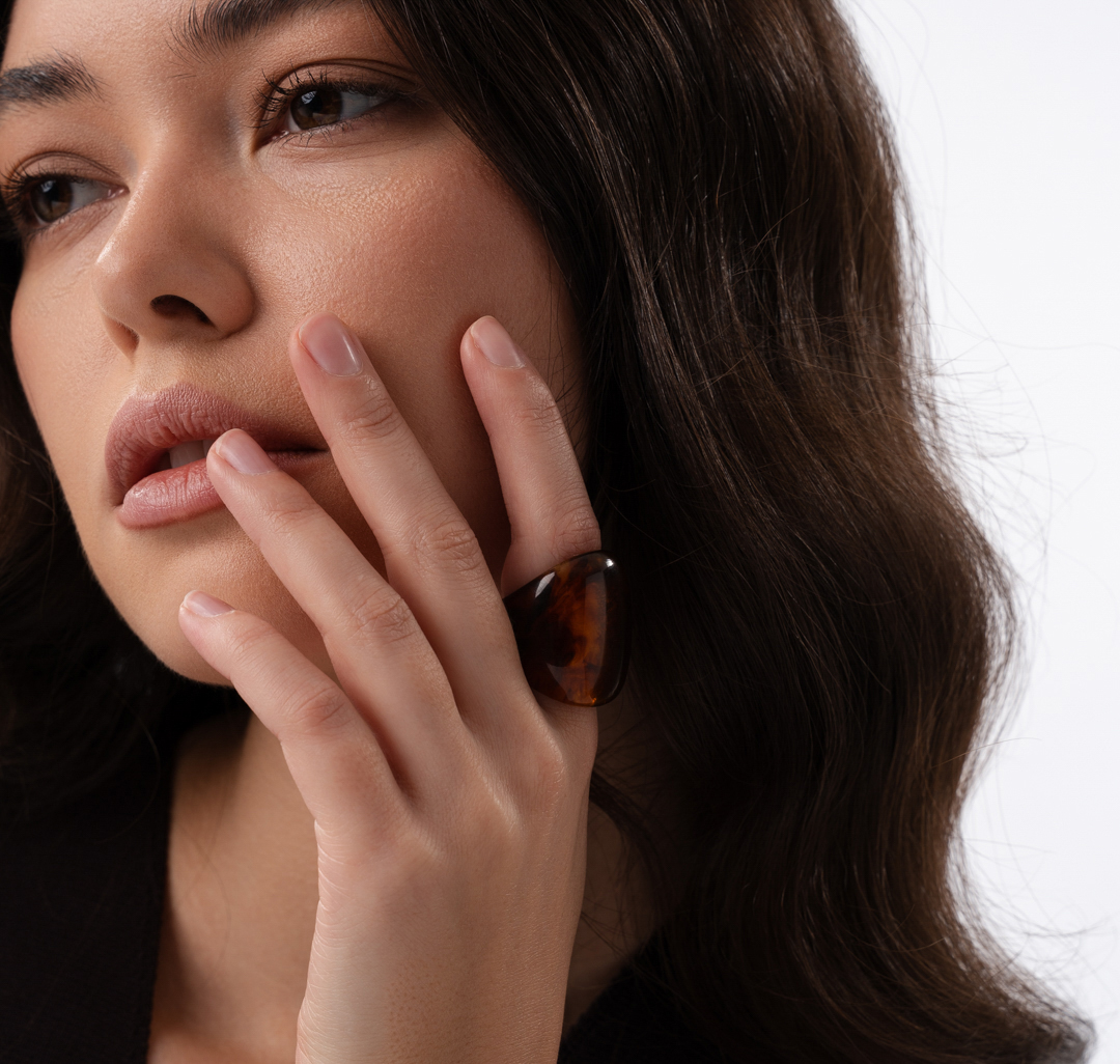 Кольцо Мармалато, цвет Коричневый-бежевый #3