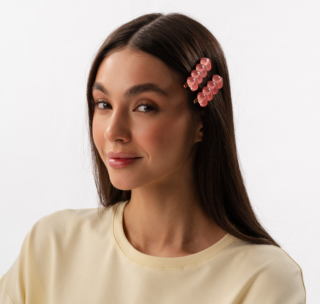 Набор зажимов (2 шт) Мармалато, цвет персиковый-золото #1