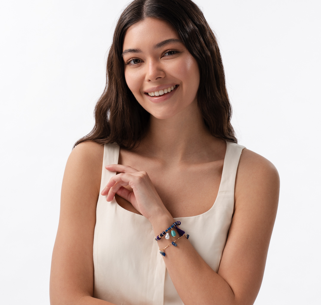 Набор браслетов (2 шт) Мармалато, цвет синий-золото-мультиколор #1