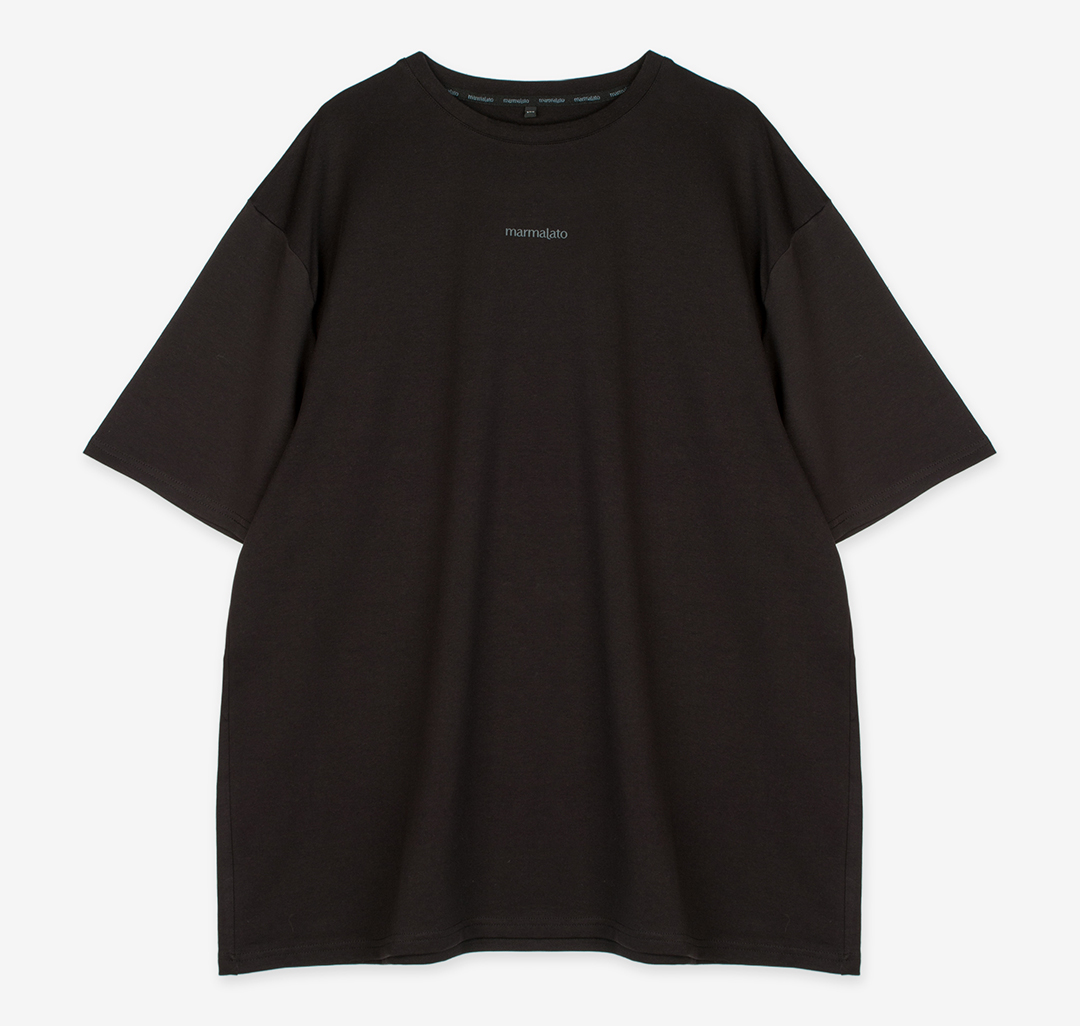 Женская футболка оверсайз с принтом Мармалато, цвет Черный #3