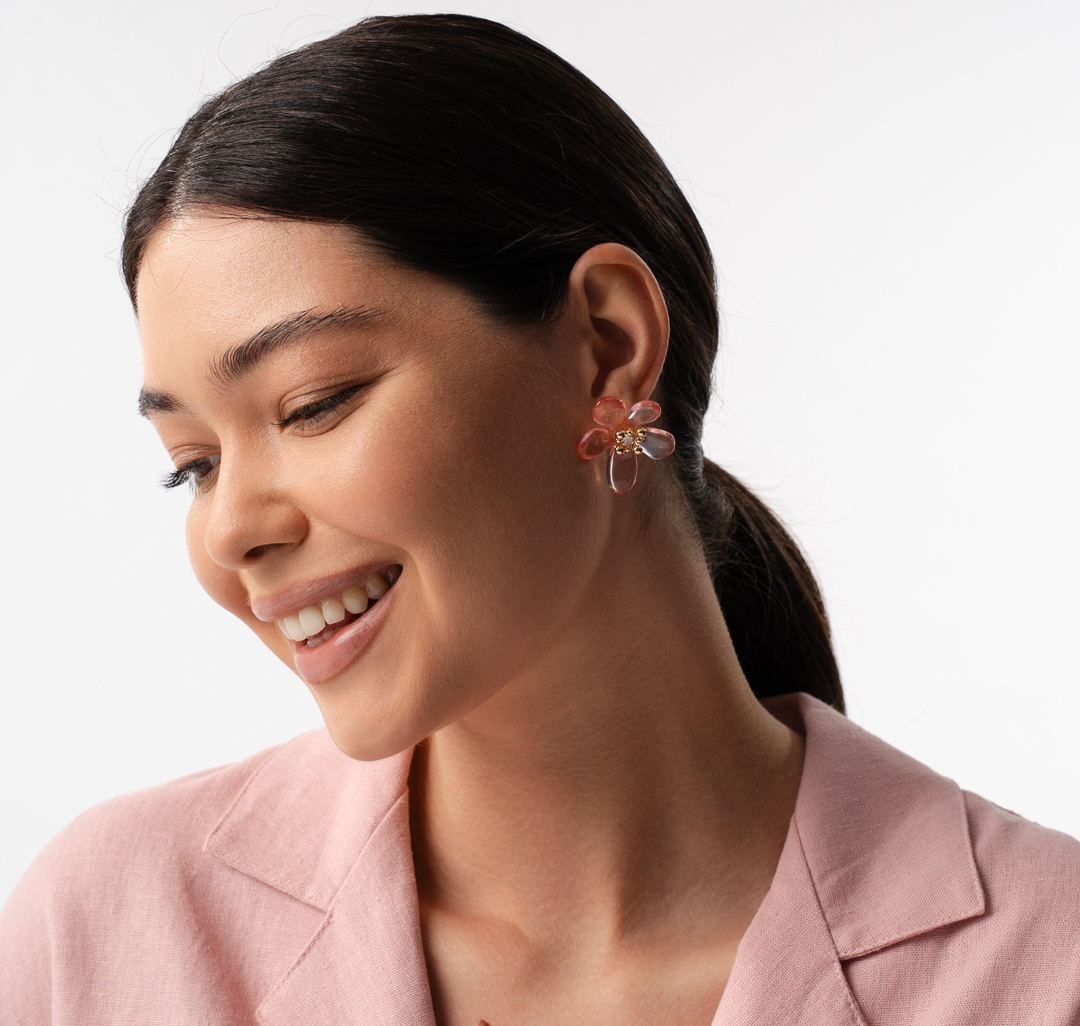 Серьги Мармалато, цвет светло-розовый-золото #2