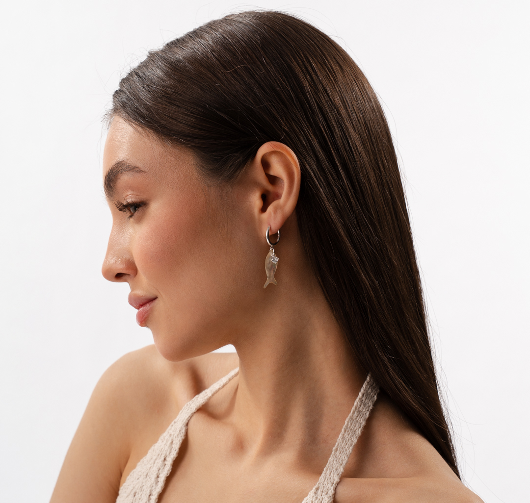 Серьги Мармалато, цвет зеленый-белое серебро-прозрачный #2