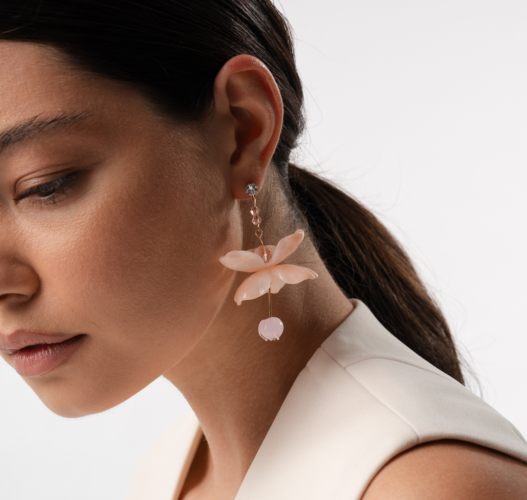 Серьги Мармалато, цвет светло розовый-золото-прозрачный #2