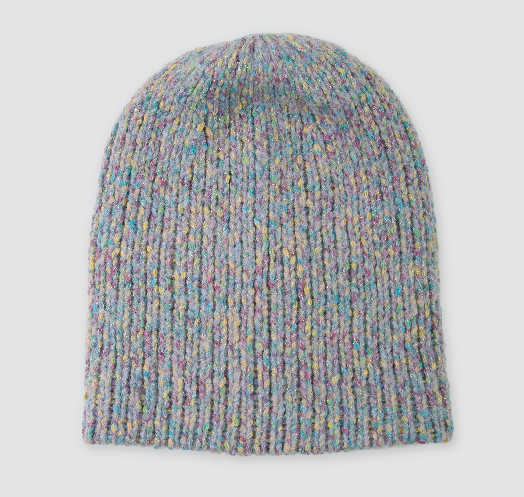Женская шапка бини с цветными нитями Мармалато, цвет Лавандовый-мультиколор #1