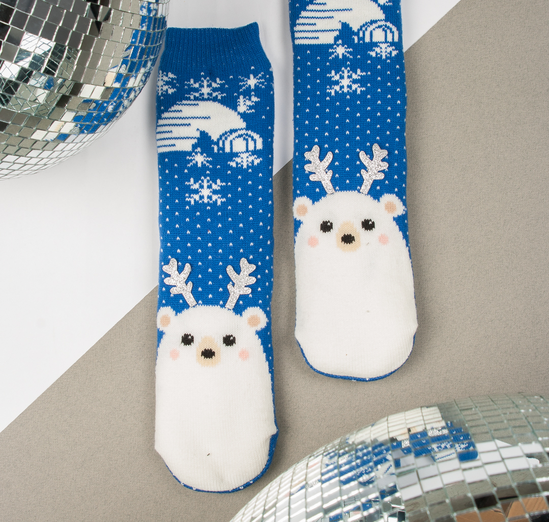Зимние теплые носки Мармалато, цвет синий-белый-мультиколор #2