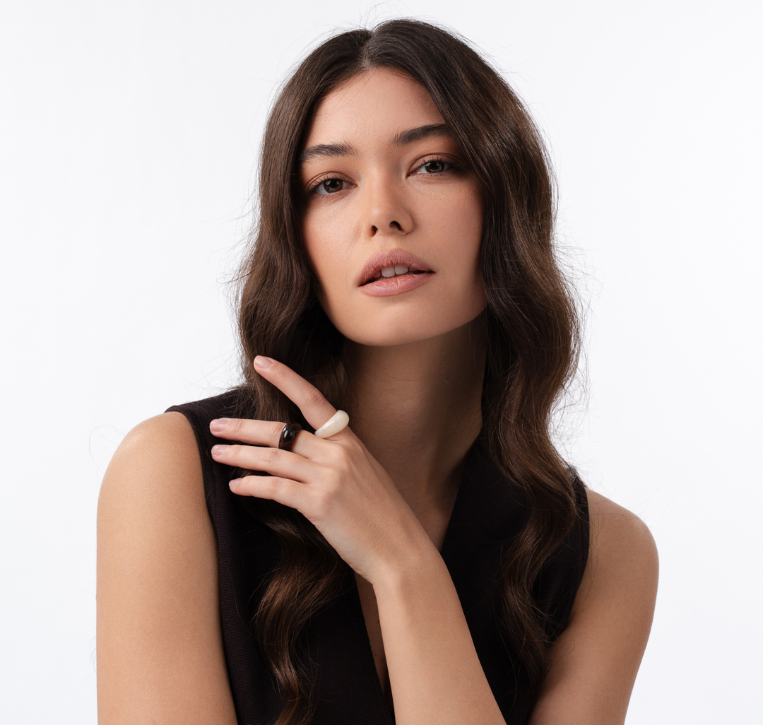 Набор колец (2 шт) Мармалато, цвет Коричневый-бежевый-молочный #2