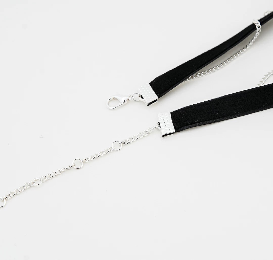 Чокер Мармалато, цвет черный-белое серебро #6