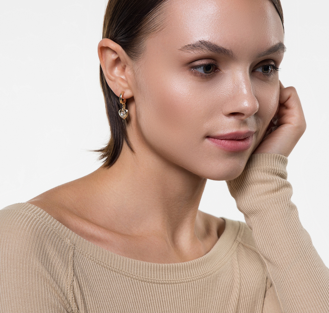 Набор серег (6 пар) Мармалато, цвет золото-прозрачный-жемчуг #3