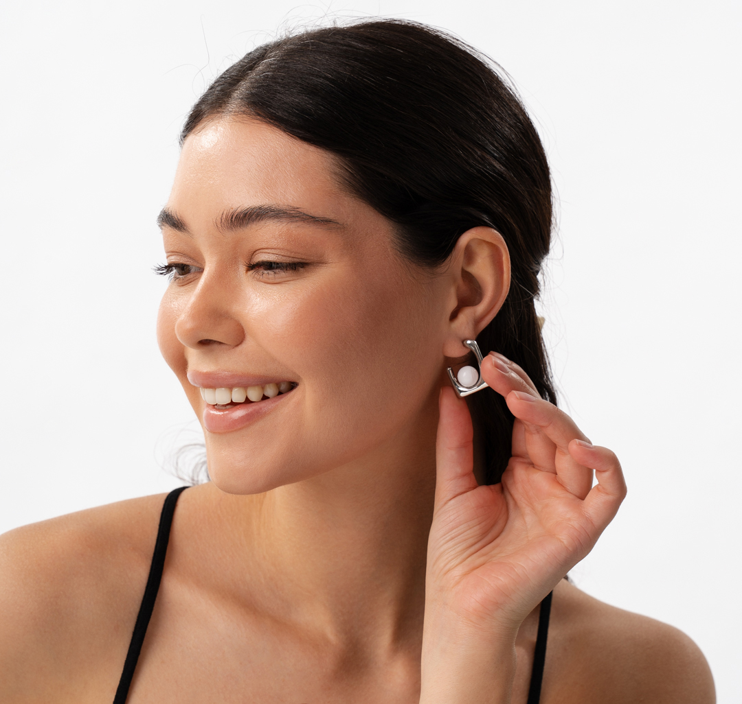 Серьги Мармалато, цвет белое серебро-белый #3