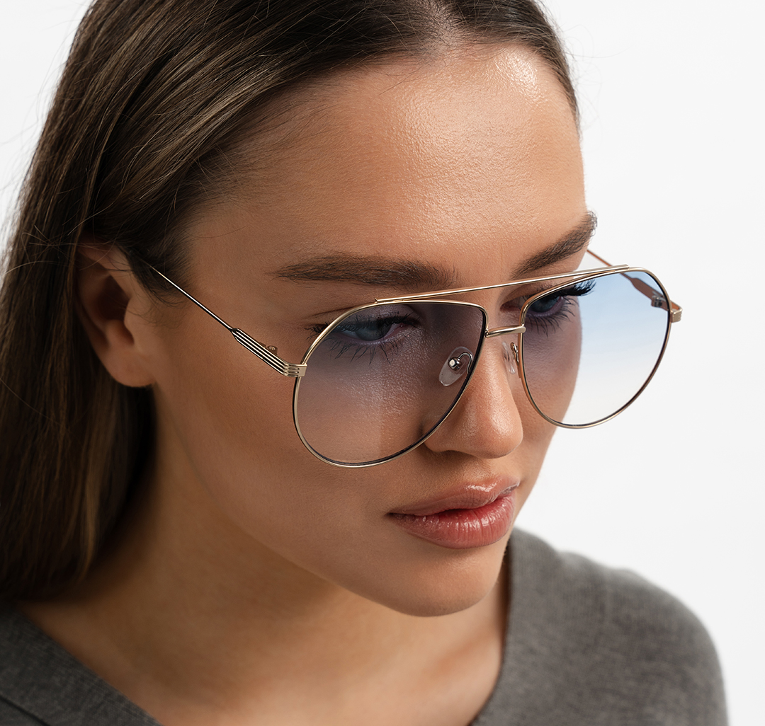 Очки с чехлом Мармалато, цвет светло голубой-золото #3