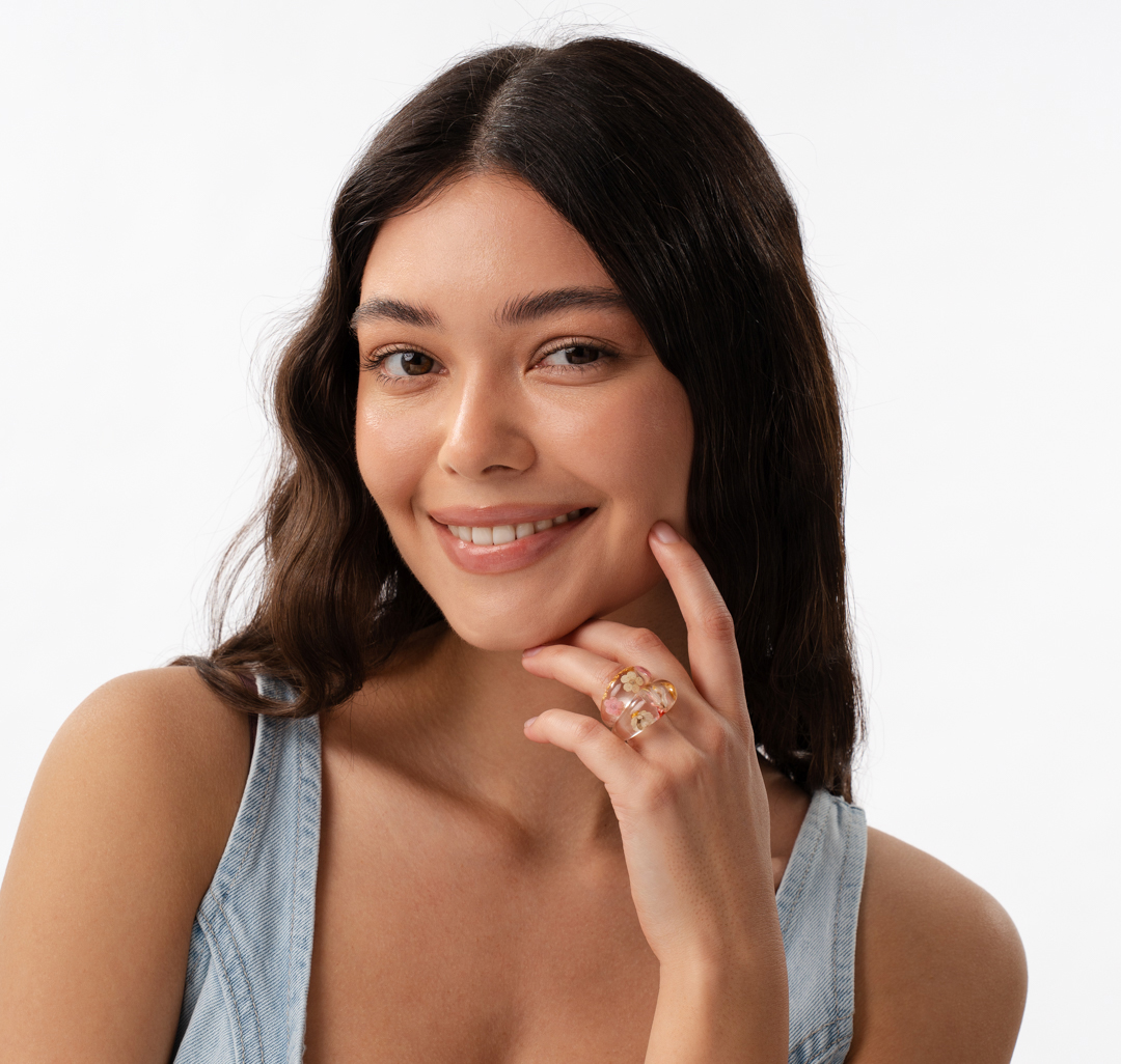 Набор колец (2 шт) Мармалато, цвет прозрачный-розовый #2