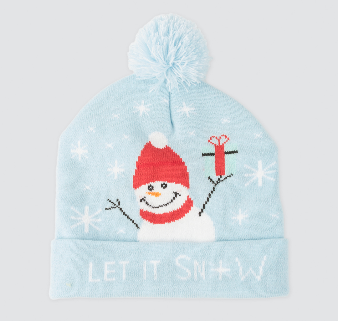 Женская шапка "let it snow" Мармалато, цвет Голубой-мультиколор #2