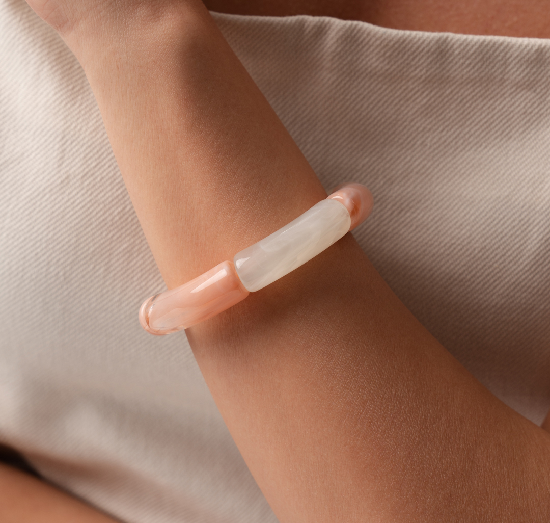 Браслет Мармалато, цвет светло-розовый-молочный #1