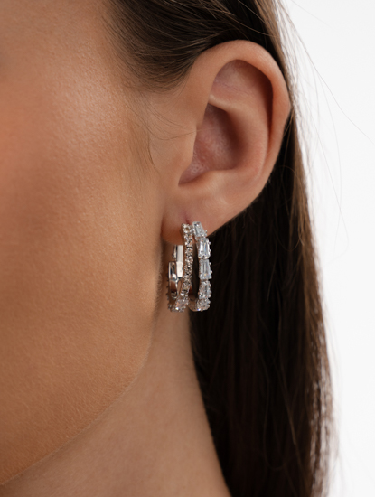 Серьги 1235-095 153308 цвет прозрачный-белое серебро