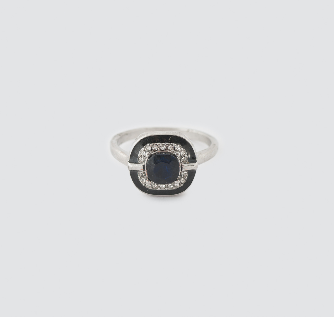 Кольцо Мармалато, цвет Черный-серебро-синий #1