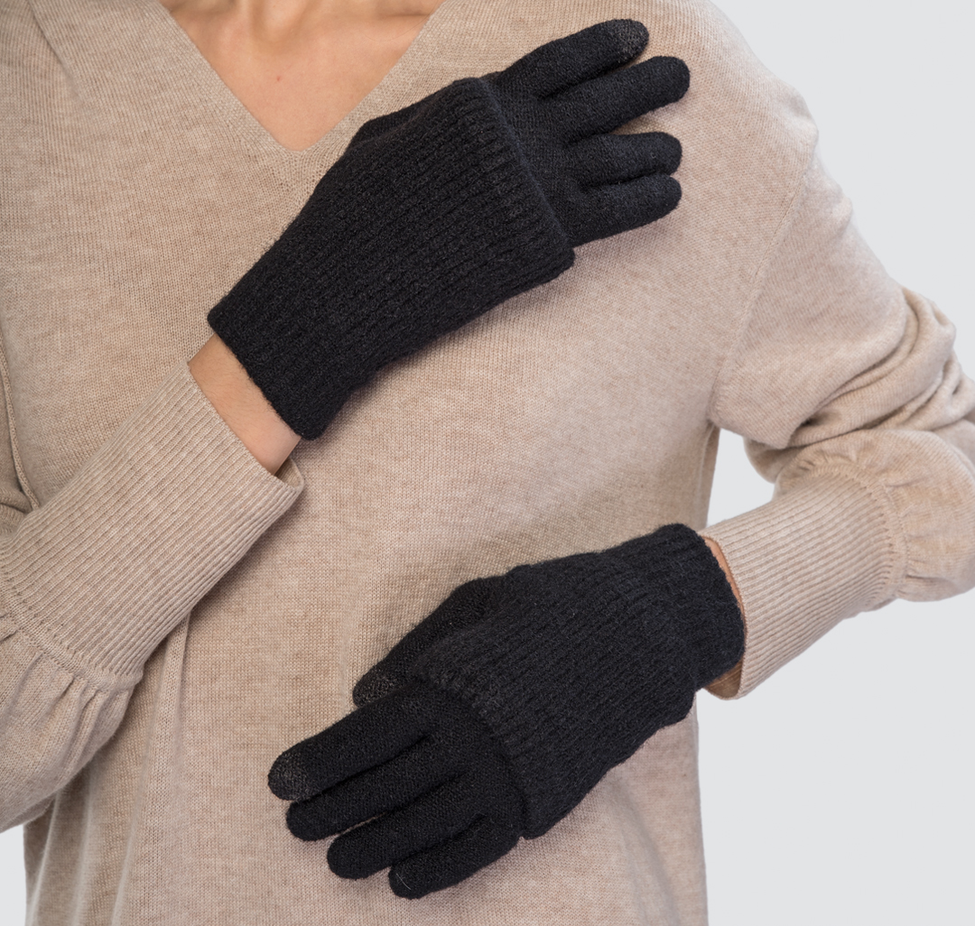 Женские вязаные перчатки Мармалато, цвет Черный #2