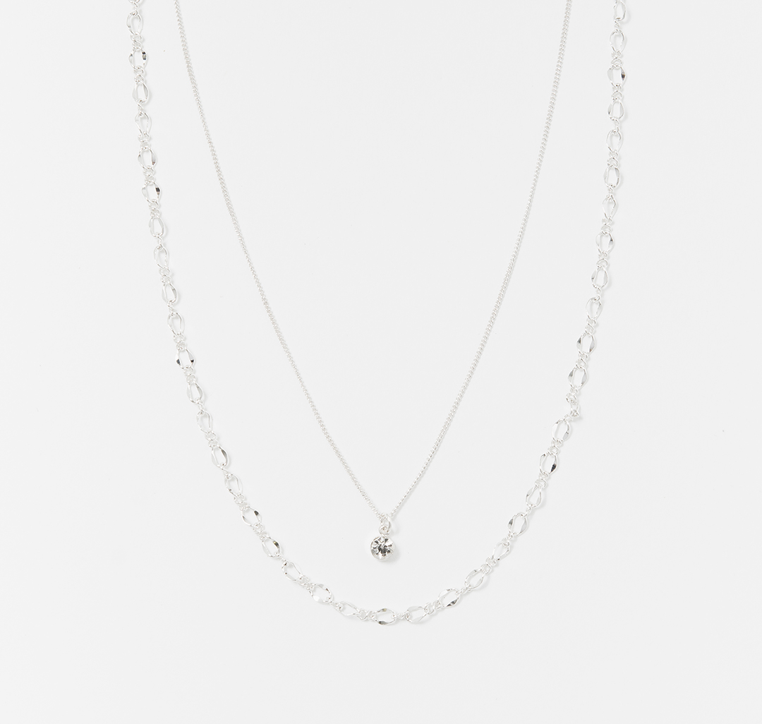 Набор колье(2 шт) Мармалато, цвет белое серебро-прозрачный #1