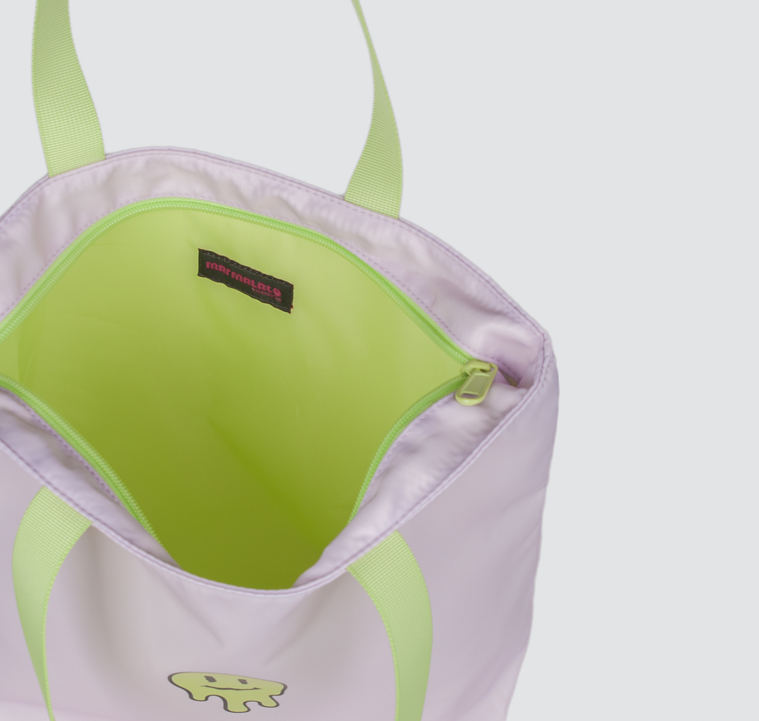 Женская текстильная сумка-шоппер Мармалато, цвет Сиреневый-неоновый зеленый #3